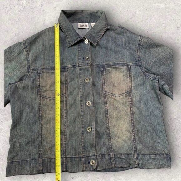 Chico’s Jean Jacket Women’s Large Retro Washed Denim Americana - Picture 4 of 9